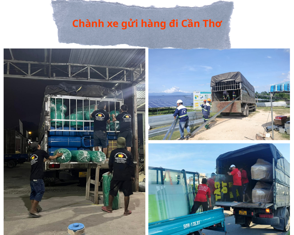 Nhân viên công ty Sài Gòn Xuân Phát đang bốc xếp hàng hóa để vận chuyển đi Cần Thơ