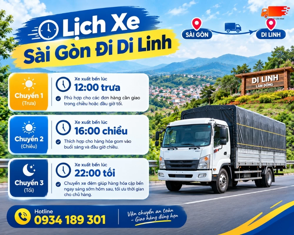 Lịch trình chành xe Di Linh Lâm Đồng